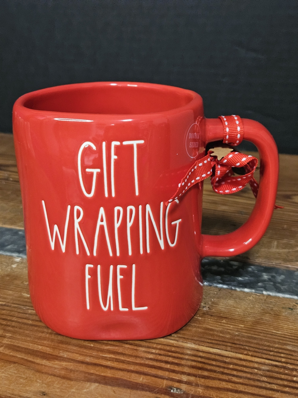 Rae Dunn Gift Wrapping Fuel Red Ceramic Mug